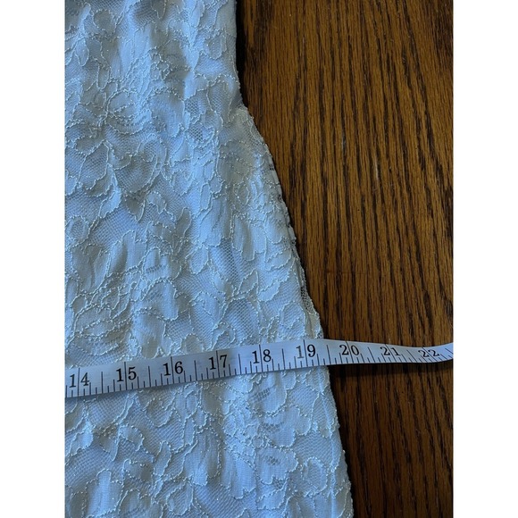 David's Bridal Babydoll Halter White Sequin Dress Sz 14 Lace Dainty Wedding Prom - Picture 13 of 16